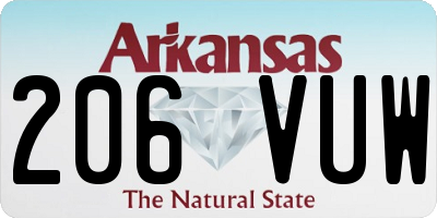 AR license plate 206VUW