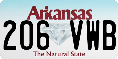 AR license plate 206VWB