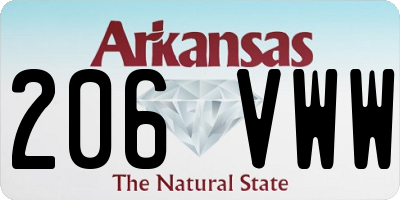 AR license plate 206VWW