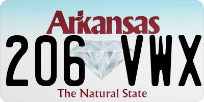AR license plate 206VWX