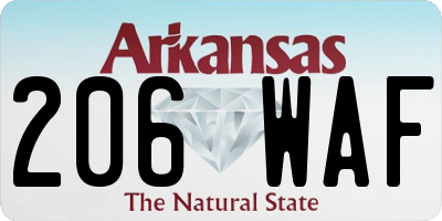 AR license plate 206WAF