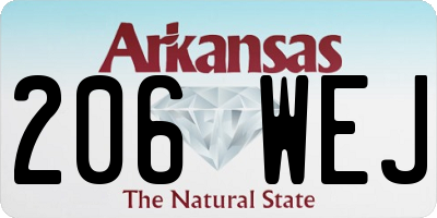 AR license plate 206WEJ
