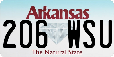 AR license plate 206WSU
