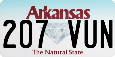 AR license plate 207VUN