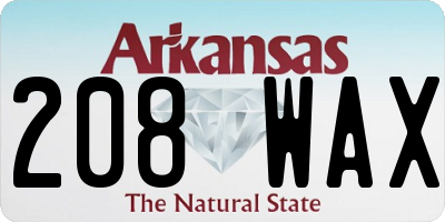 AR license plate 208WAX