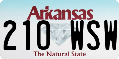 AR license plate 210WSW