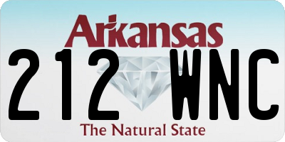 AR license plate 212WNC