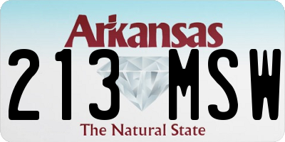 AR license plate 213MSW