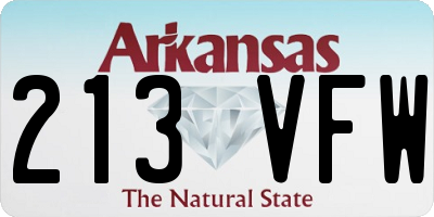 AR license plate 213VFW