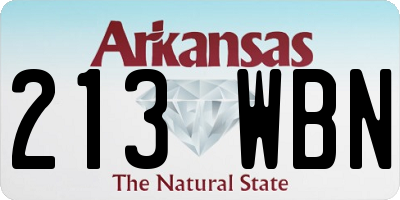 AR license plate 213WBN