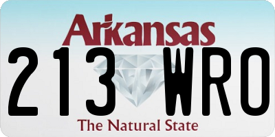 AR license plate 213WRO