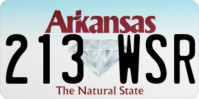 AR license plate 213WSR