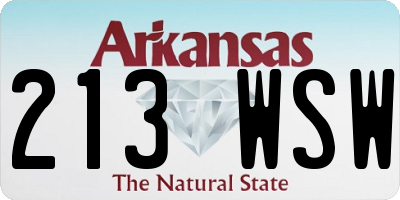 AR license plate 213WSW