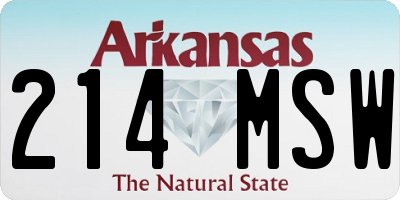 AR license plate 214MSW