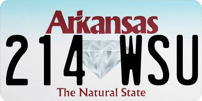 AR license plate 214WSU