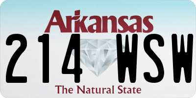 AR license plate 214WSW