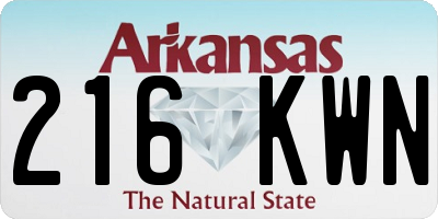 AR license plate 216KWN