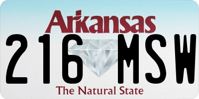 AR license plate 216MSW