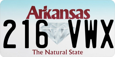AR license plate 216VWX