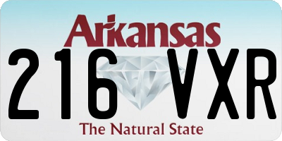 AR license plate 216VXR