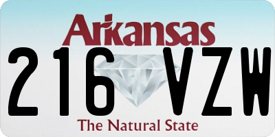 AR license plate 216VZW