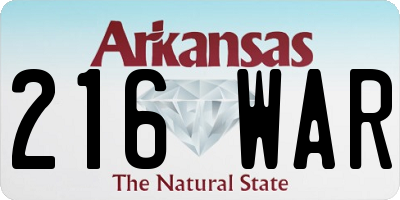 AR license plate 216WAR