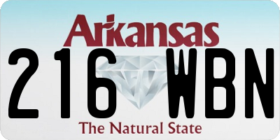 AR license plate 216WBN