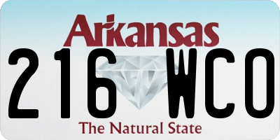 AR license plate 216WCO