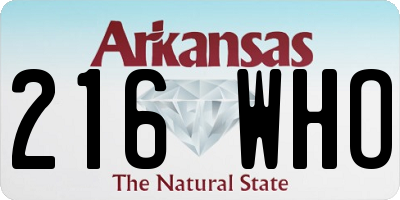 AR license plate 216WHO