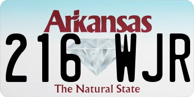 AR license plate 216WJR