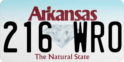 AR license plate 216WRO