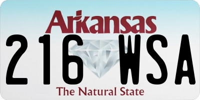 AR license plate 216WSA