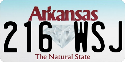 AR license plate 216WSJ