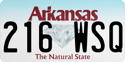 AR license plate 216WSQ