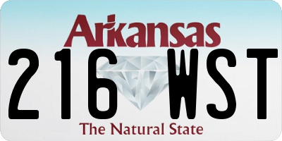 AR license plate 216WST