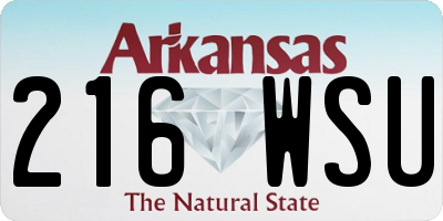 AR license plate 216WSU