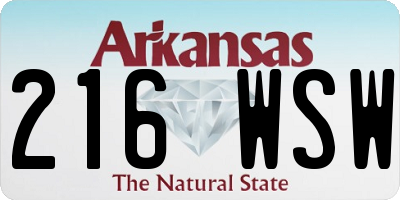 AR license plate 216WSW