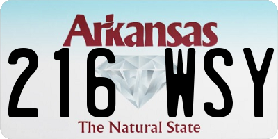 AR license plate 216WSY