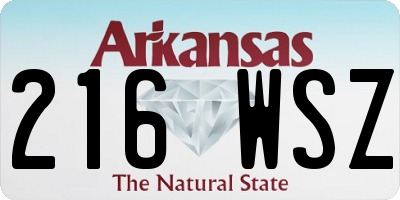 AR license plate 216WSZ