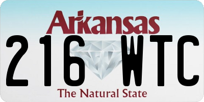 AR license plate 216WTC