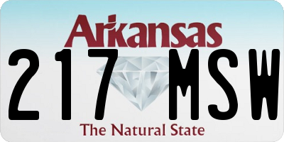 AR license plate 217MSW