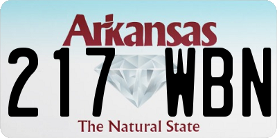 AR license plate 217WBN