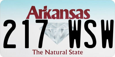 AR license plate 217WSW