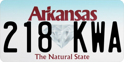 AR license plate 218KWA