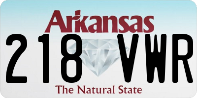 AR license plate 218VWR