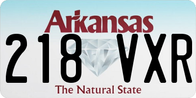 AR license plate 218VXR
