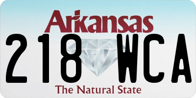 AR license plate 218WCA
