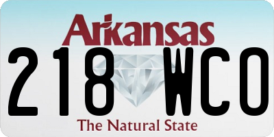 AR license plate 218WCO