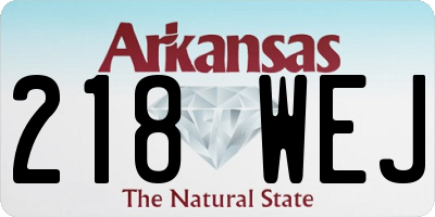 AR license plate 218WEJ