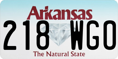 AR license plate 218WGO